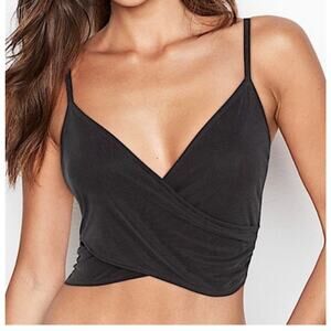 Victoria Secret Women's Top Size S Dark Navy Sand Washed Wrap Cropped Tank Top